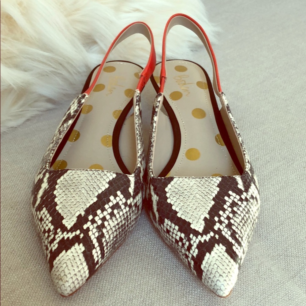 Boden snake-print leather kitten heel pump